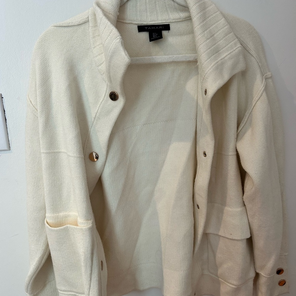 Tahari Cream Cardigan Sweater